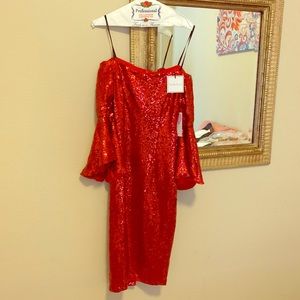 Red sequin dress